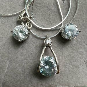 925 silver chain and earrings set, 17 inch long,